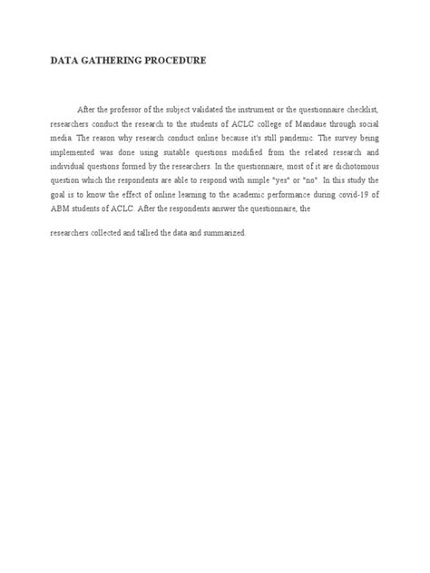 Data Gathering Procedure Example Research