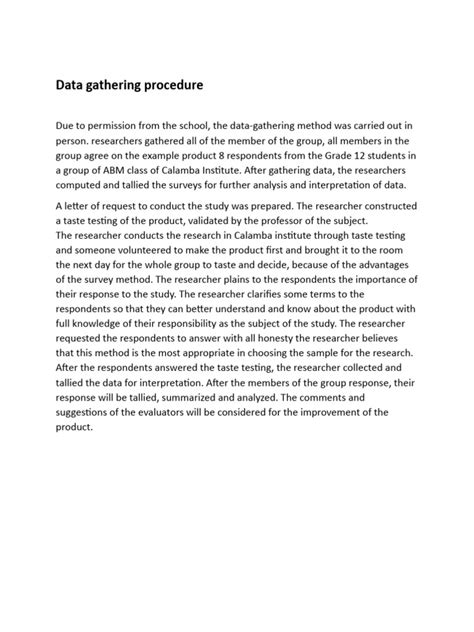 data gathering procedure in research sample pdf