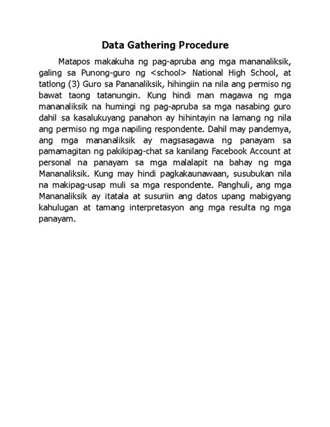 Data Gathering Procedure Tagalog Example
