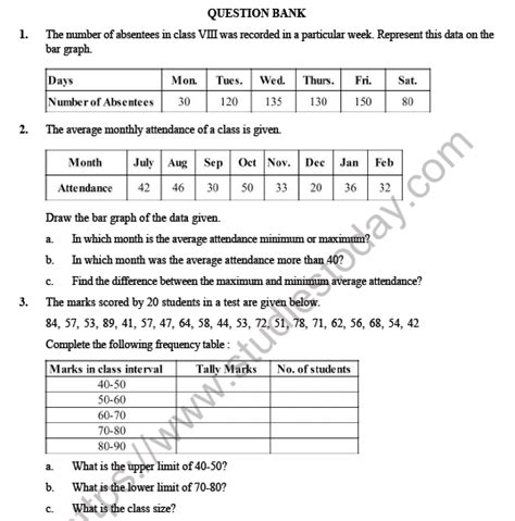 data handling class 8 questions with answers