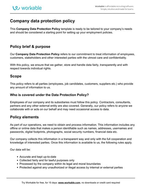 data handling policy example
