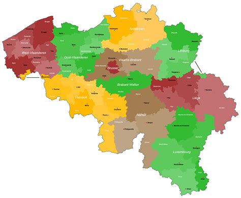 Administrative map of Belgium. Belgium administrative map