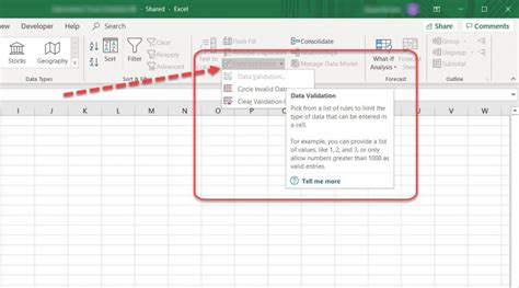data options greyed out in excel
