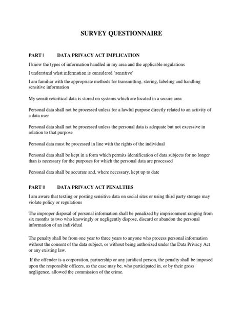 data privacy act in research questionnaire