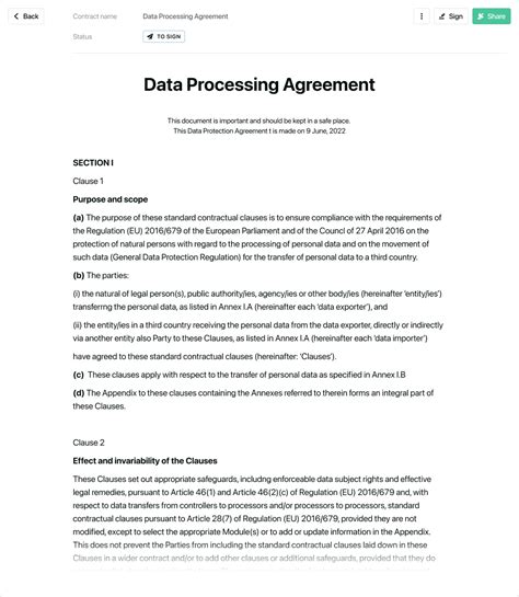 data processing agreement template eu