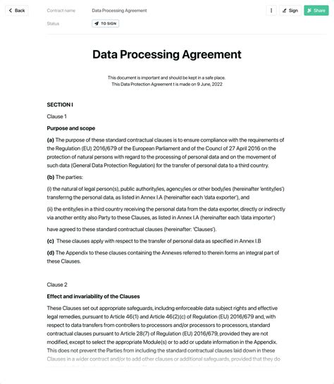 data processing contract template