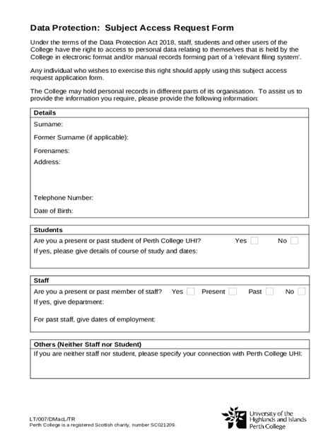 data protection request form template