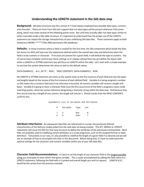 Data Step Length Statement