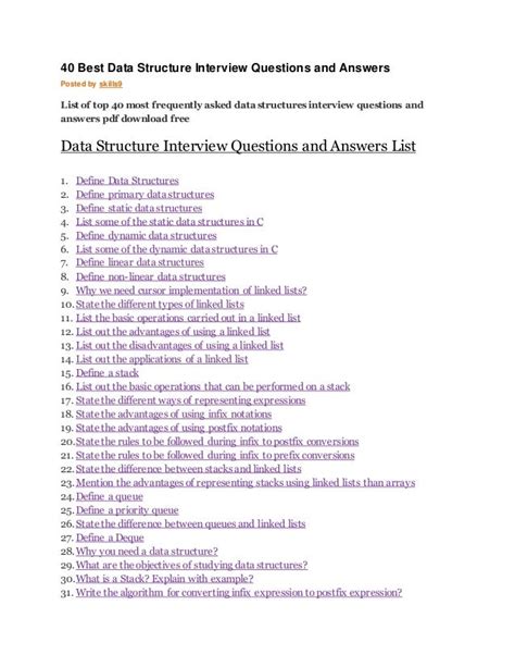 data structure interview questions and answers