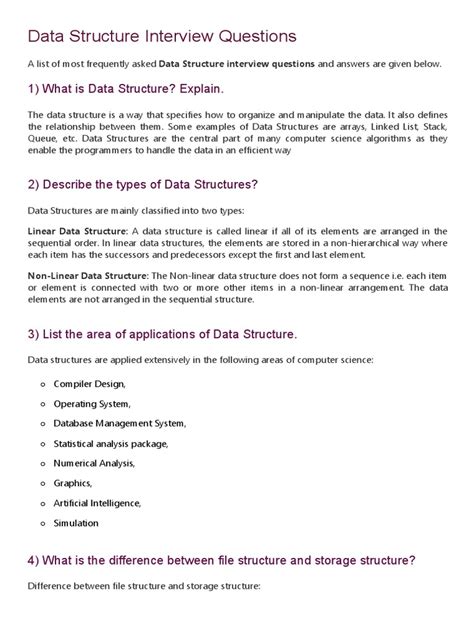 data structure interview questions javatpoint