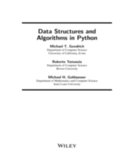 data structures and algorithms in python solution manual