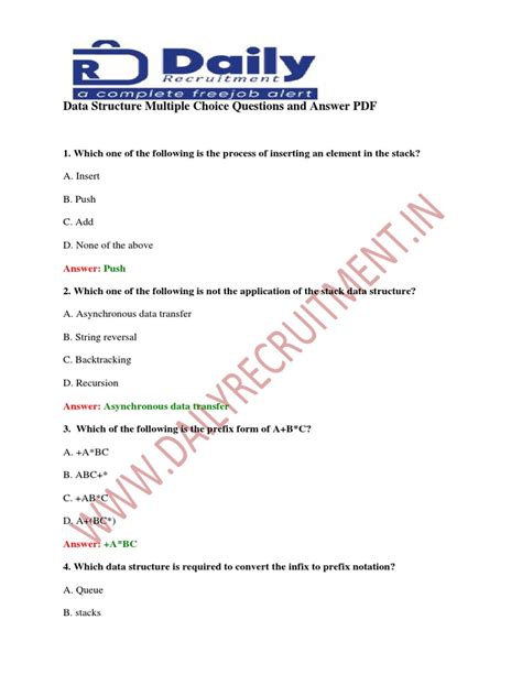 data structures and algorithms questions and answers mcq