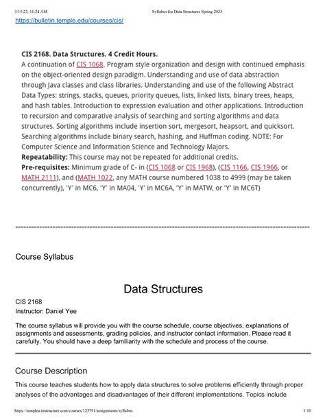 data structures course syllabus
