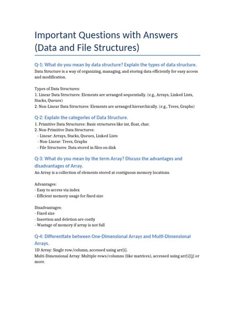 data structures important questions and answers pdf in c++