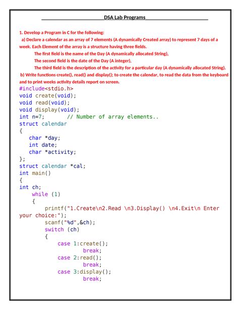 Data Structures Lab Manual For Cse 3Rd Sem Vtu