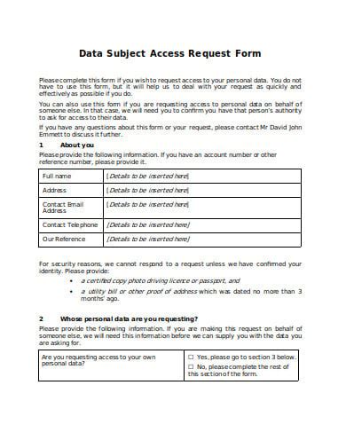 data subject access request response template