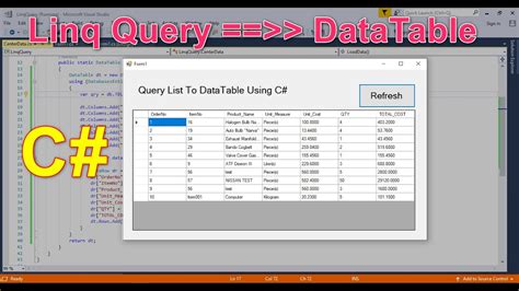 Data Table Query C#