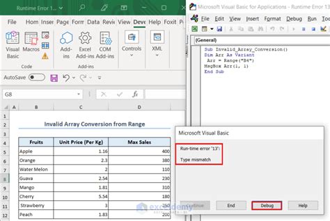 Data Type Mismatch In Excel