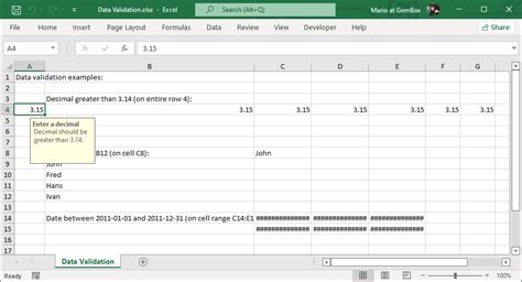 data validation example excel sheet