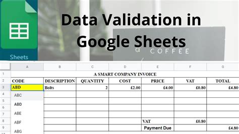 data validation in google sheets app