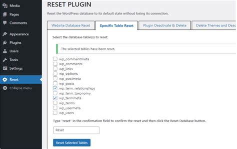 database Reset plugin defect