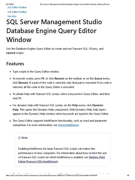 Database Engine Query Editor Window