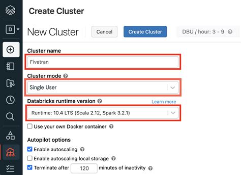 databricks cluster settings