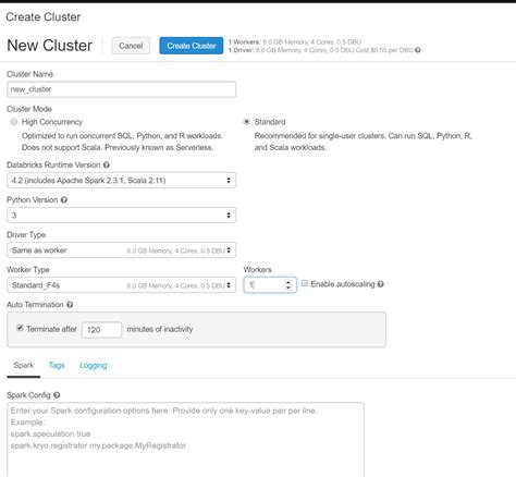 databricks cluster size calculator azure