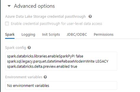 databricks cluster spark config