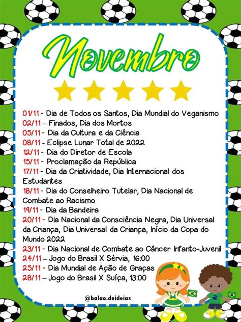 datas comemorativas novembro 2023 brasil