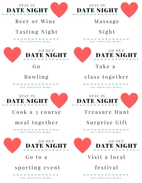 Date Night Ideas Checklist Free Printable Living La Vida Holoka