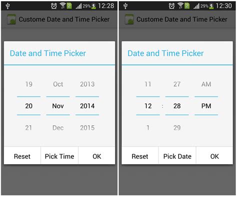 date and time picker in android