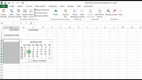 date calendar in excel