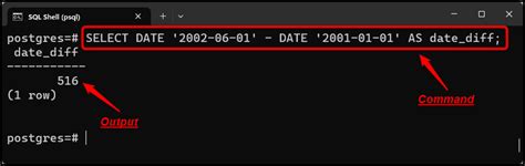 date difference between two dates in postgresql