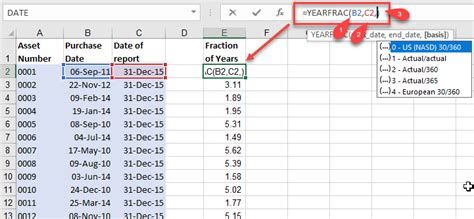 date difference formula in excel 2016