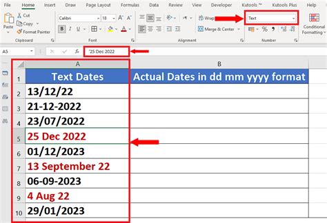 date format in excel dd mm yyyy