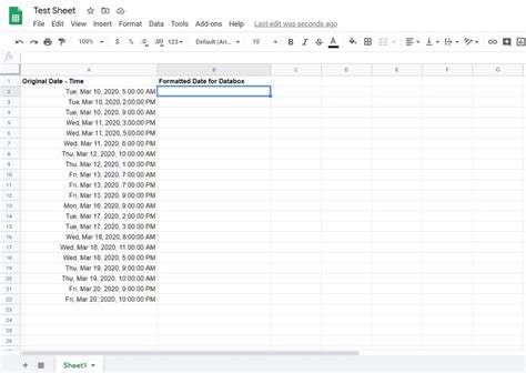 date format in google docs