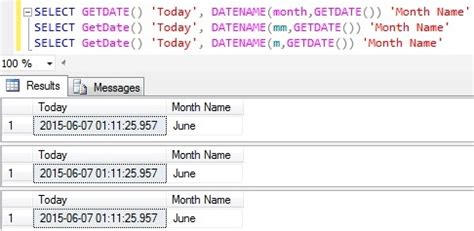 date format in sql with month name