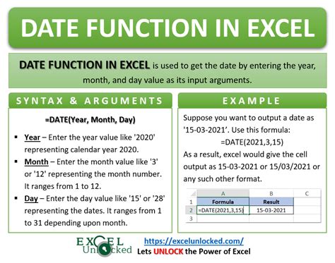date function in excel formula
