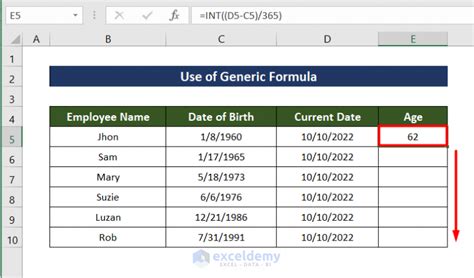 date of birth convert to age in excel