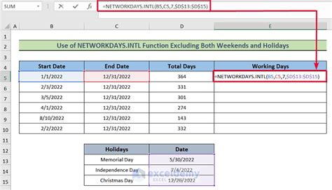 date plus number of working days excel