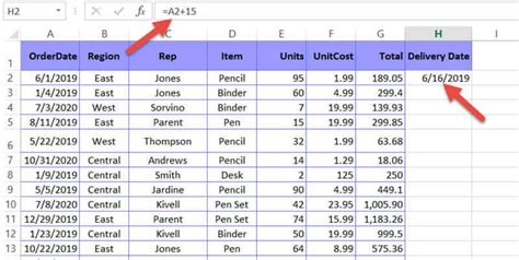 date plus working days in excel