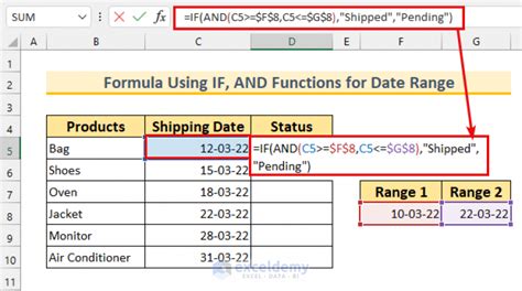 date range condition in excel