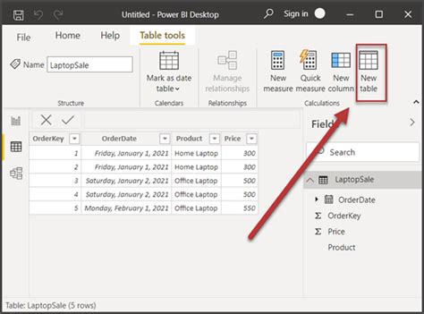 date table in power bi using dax