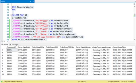 date time formats in sql server