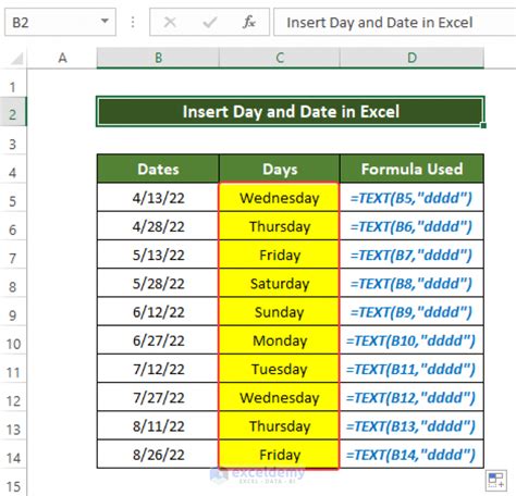date to day format in excel