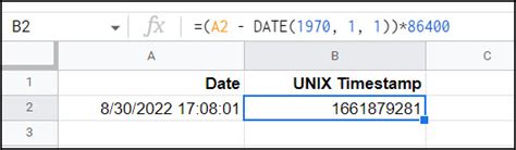 date to unix timestamp google sheets