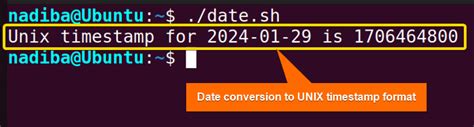 date unix timestamp bash