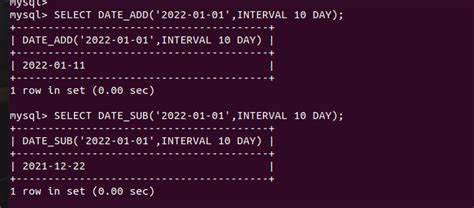 date_sub function in mysql