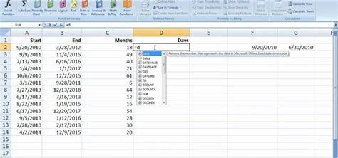 datedif function in excel 2007